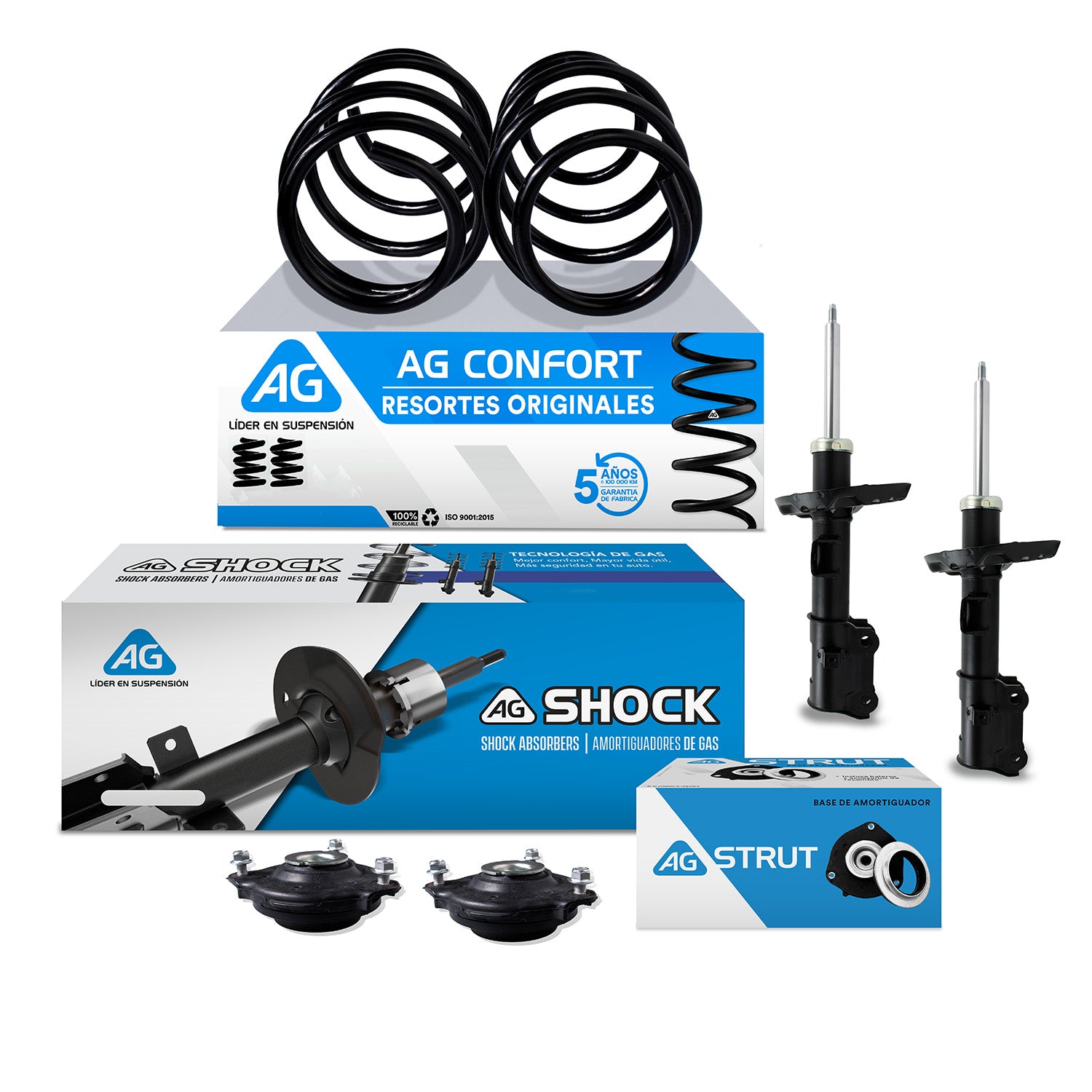 Kit Original Resortes, Amortiguadores y Bases Hyundai Elantra (Sexta generación) (GLS, GLS Premium, Tech) 2017-2020 6 Piezas Del