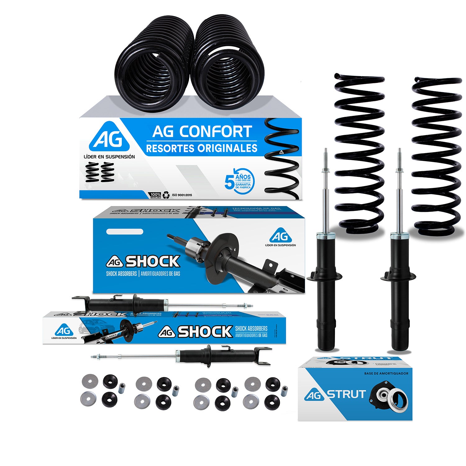 Kit Original Resortes, Amortiguadores y Bases Dodge Stratus (Excepto RT) 2001-2006 12 piezas