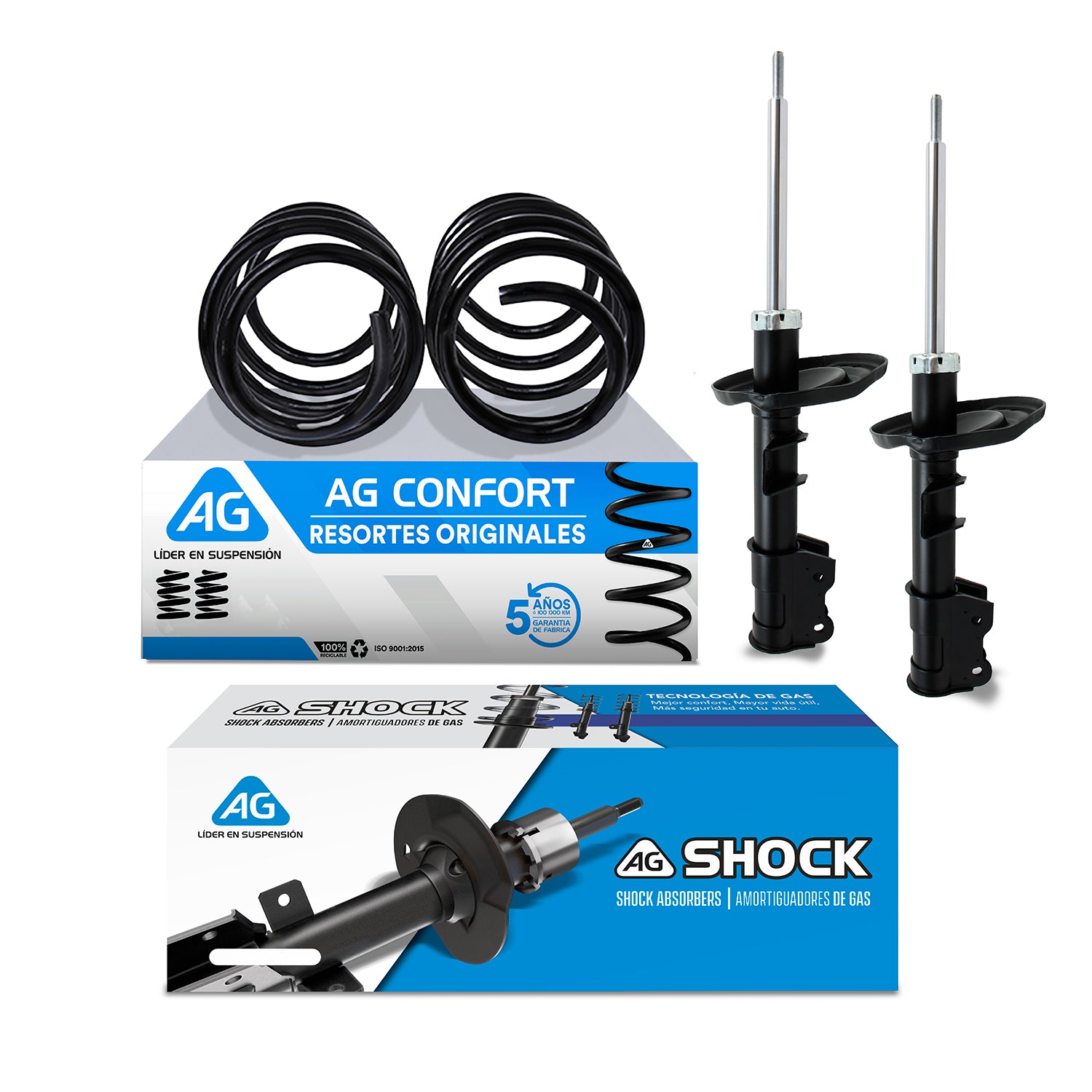 Kit Original Resortes y Amortiguadores Ag Fiat 500 (Todos Importado Excluye Abarth) 2009-2015 Delanteros