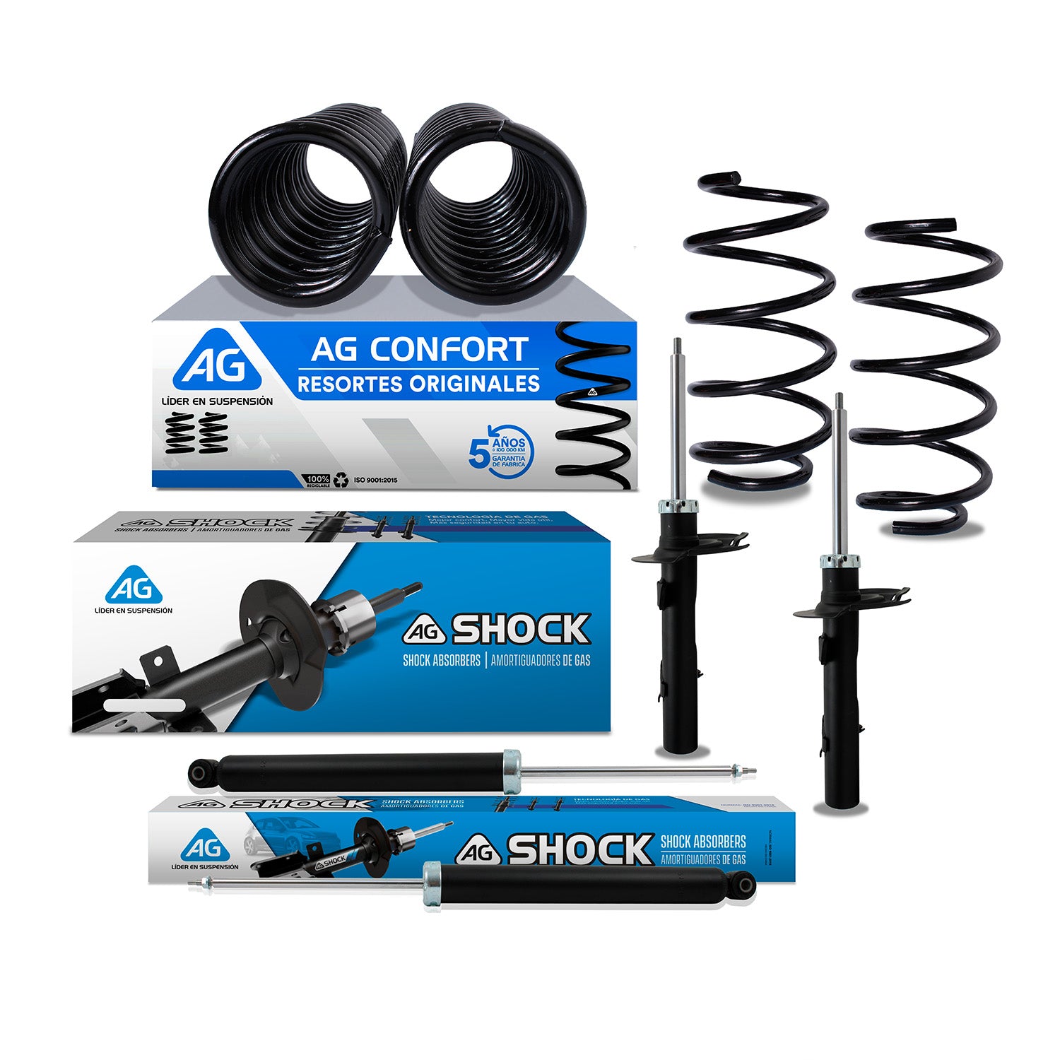 Kit Original Resortes y Amortiguadores Ford Escape 2013-2019 8 Piezas Del y Tras