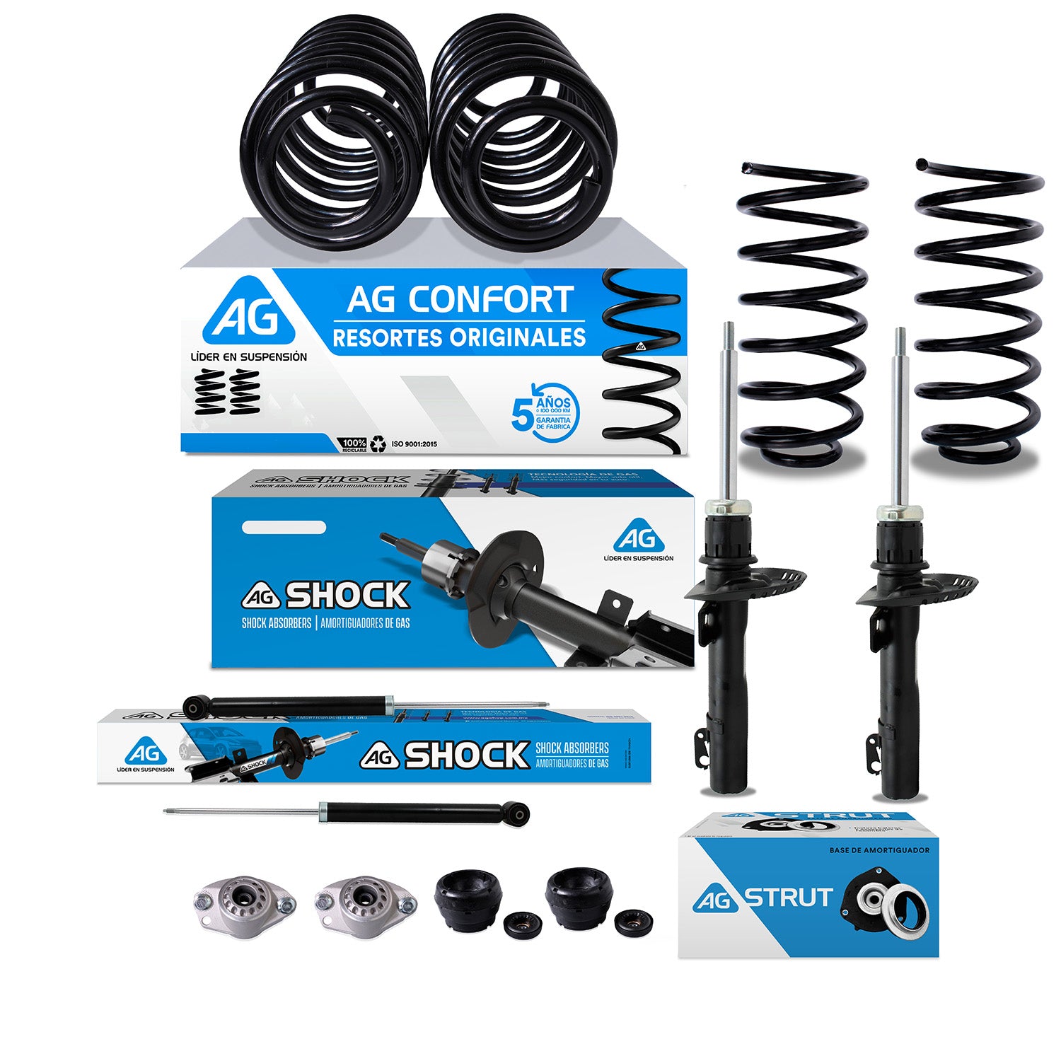 Kit Original Resortes, Amortiguadores y Bases Volkswagen Lupo 2003-2009 Kit 12 Piezas