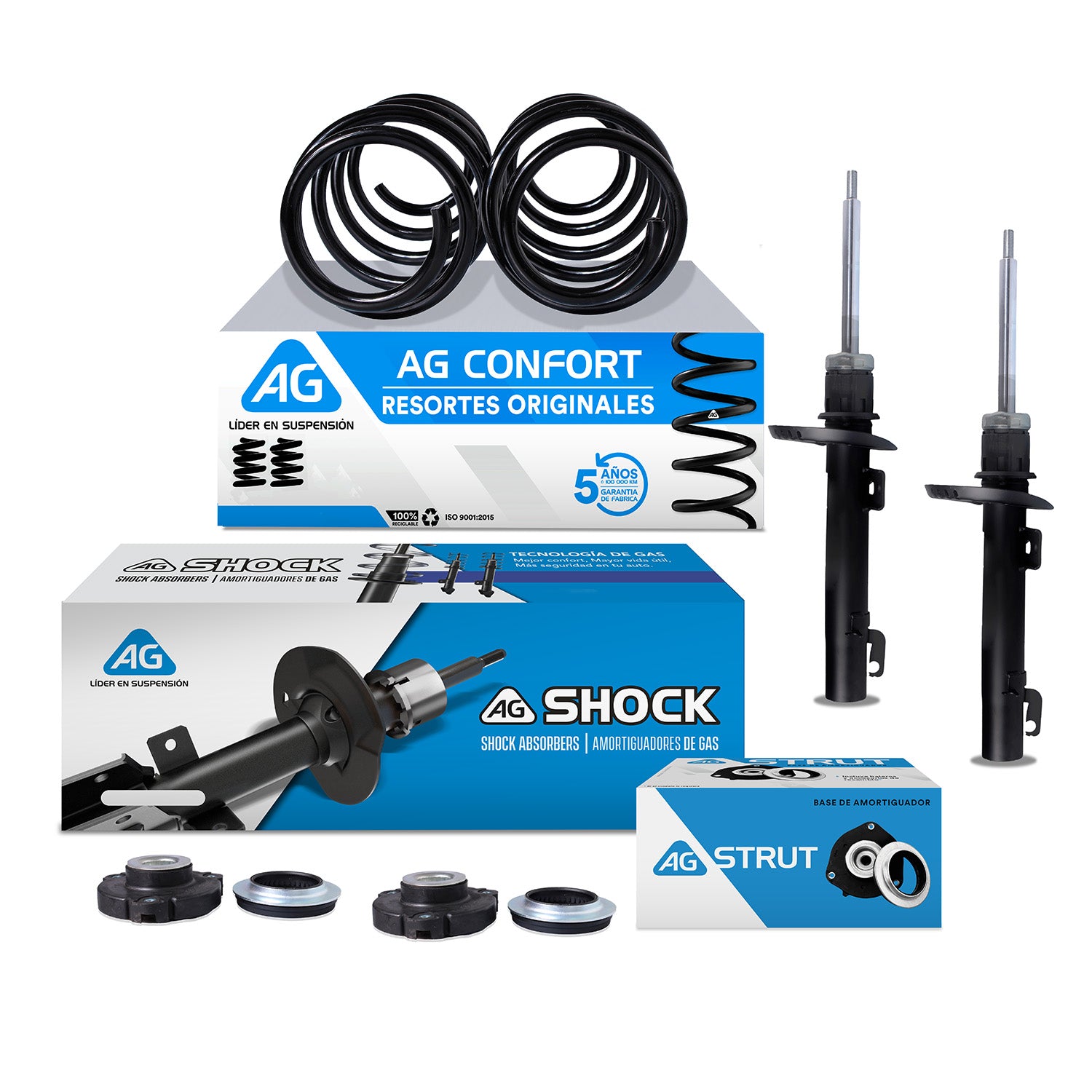 Kit Original Resortes, Amortiguadores y Bases Volkswagen CrossFox 2007-2009 Delantero