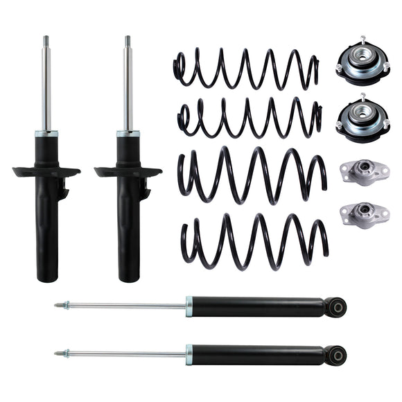 Kit Original Resortes, Amortiguadores y Bases Volkswagen Jetta A6 (Bicentenario) (2.5L) (Carter 55 mm) (Eje rígido Buje 14 mm) 2010-2012 12 piezas