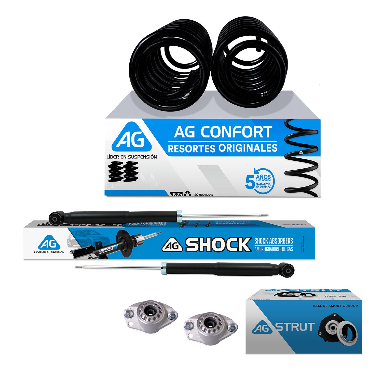 Kit Original Resortes y Amortiguadores Ag Volkswagen CrossFox 2012-2014 Trasero