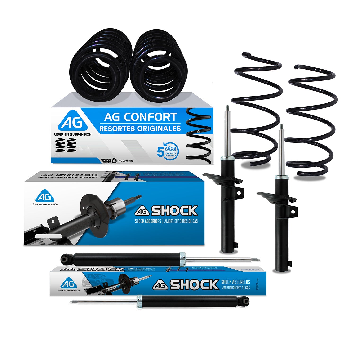 Kit Original Resortes y Amortiguadores Volkswagen Jetta A7 (Eje Suspensión Independiente Buje 10 mm) 2019-2025 8 Piezas Del y Tras
