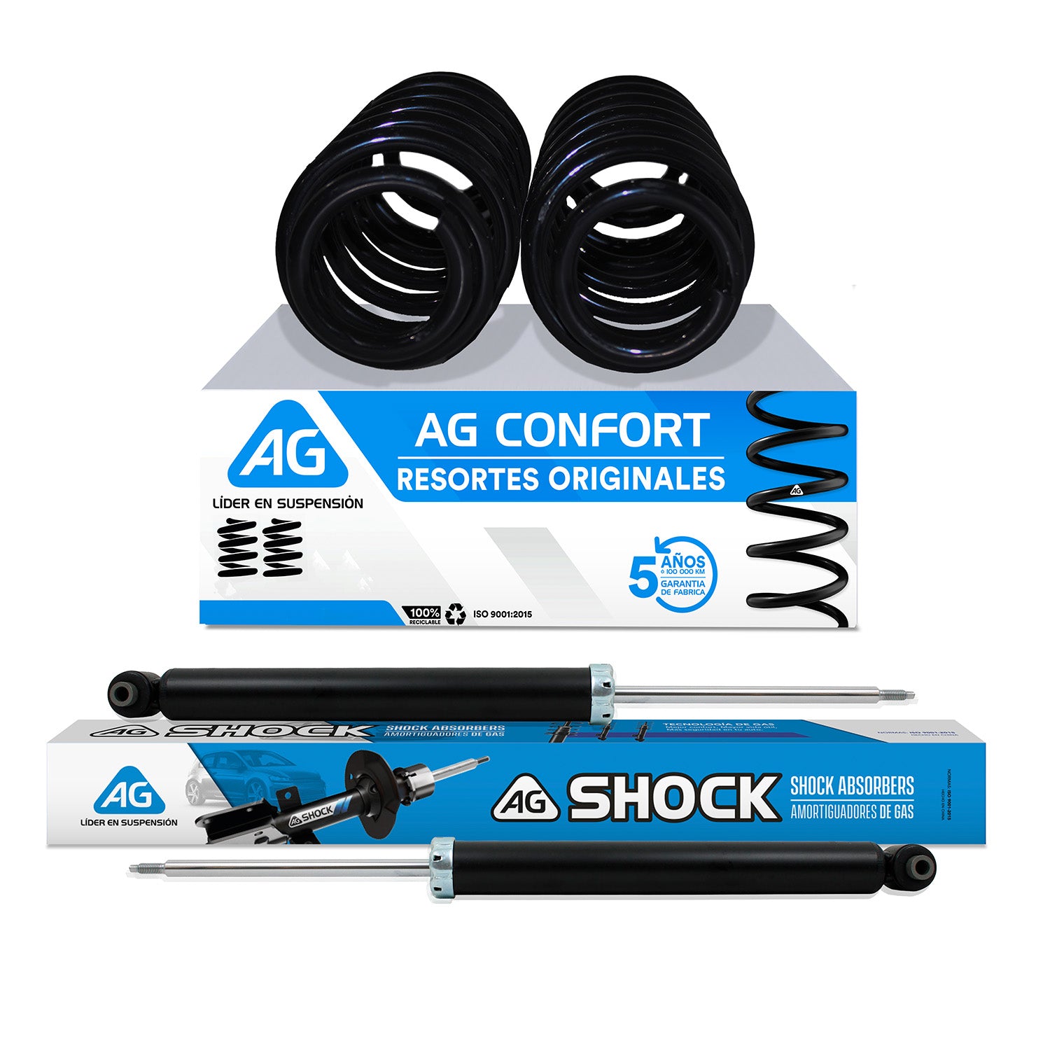 Kit Original Resortes y Amortiguadores Volkswagen Sportwagen Sportwagen (Eje Suspensión Independiente Buje 10 mm) 2015-2017 4 Piezas Traseras