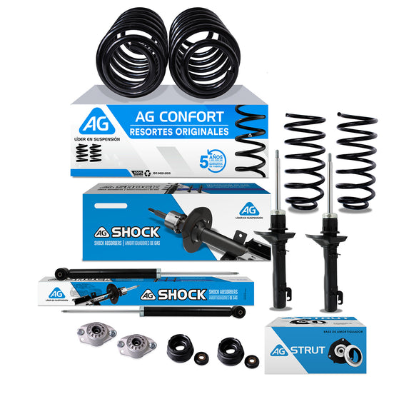 Kit Original Resortes Reforzados, Amortiguadores y Bases Volkswagen Jetta A4 1999-2015 Delanteros y Traseros
