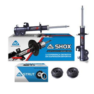 Kit Deportivo Amortiguadores Ag Shox y Bases Nissan March 2011-2023 Delanteros
