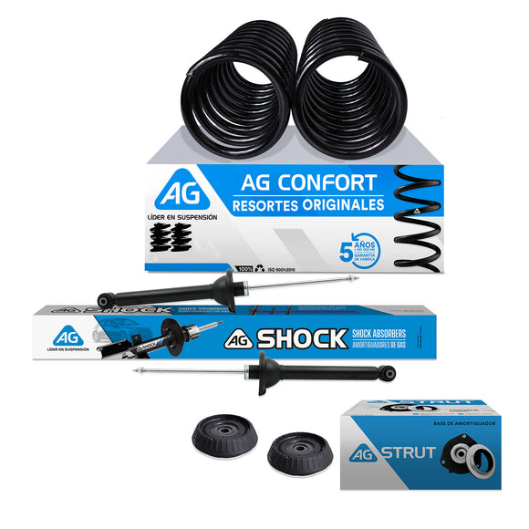 Kit Original Resortes, Amortiguadores y Bases Ford Fiesta Ikon 98-11 Traseros Kit 6 Piezas