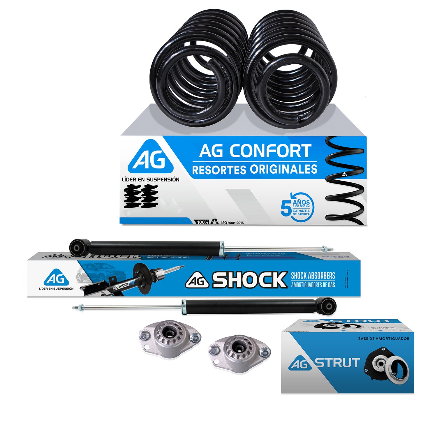 Kit Original Resortes, Amortiguadores y Bases Volkswagen Polo 03-07 Traseros Kit 6 Piezas