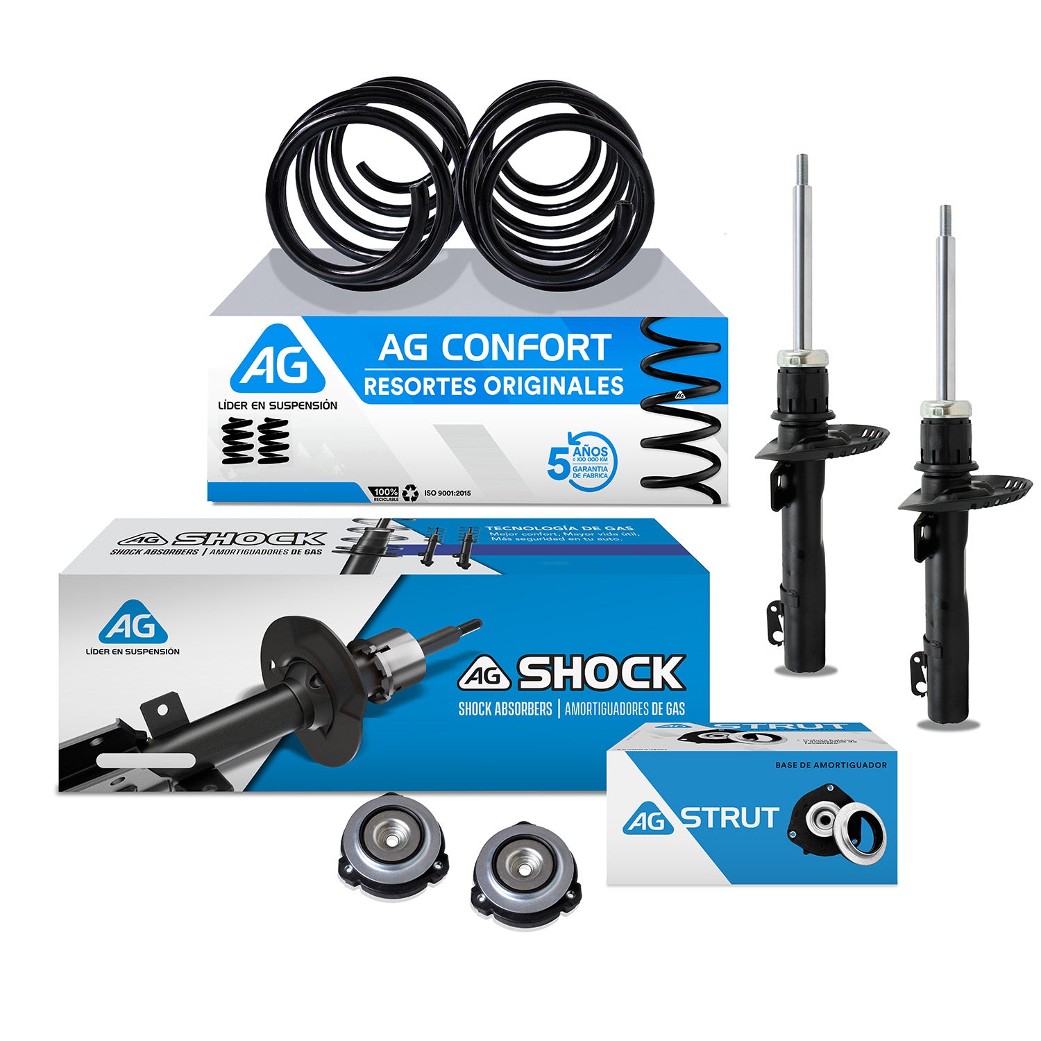 Kit Original Resortes, Amortiguadores y Bases Volkswagen Polo 03-07 Delanteros Kit 6 Piezas