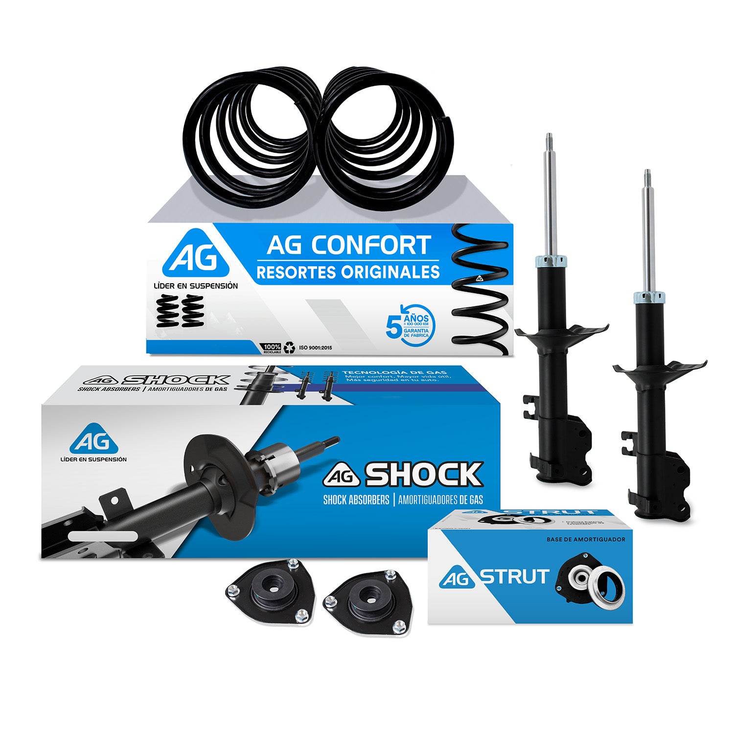 Kit Original Resortes, Amortiguadores y Bases Nissan Lucino 96-99 Del Kit X6