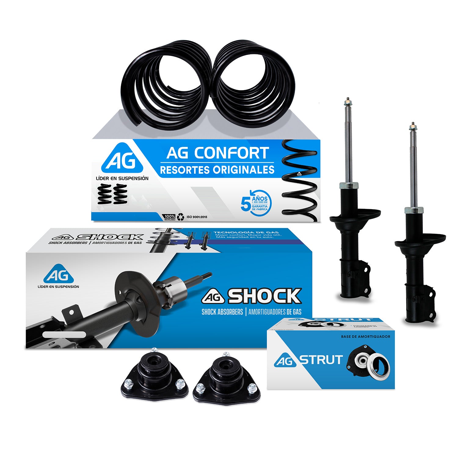 Kit Original Resortes, Amortiguadores y Bases Hyundai Atos 00-12 Delanteros Kit 6 Piezas
