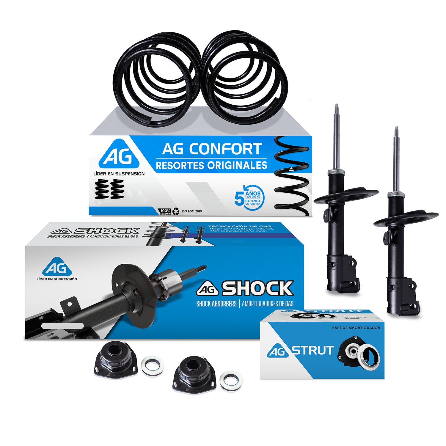 Kit Original Resortes, Amortiguadores y Bases Dodge Voyager 96-00 Delanteros Kit 6 Piezas