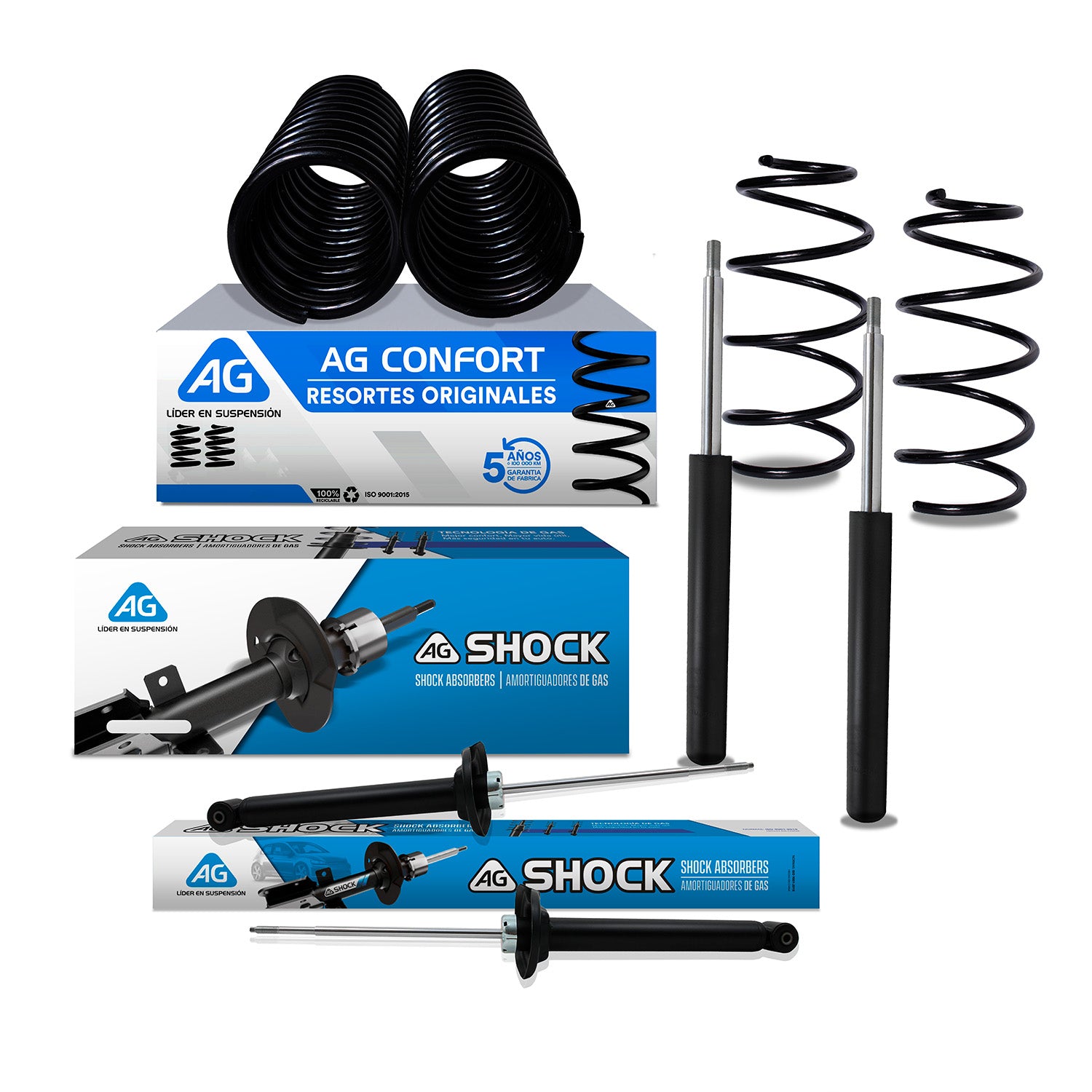 Kit Original Resortes y Amortiguadores Volkswagen Pointer 98-14 8 Pzs