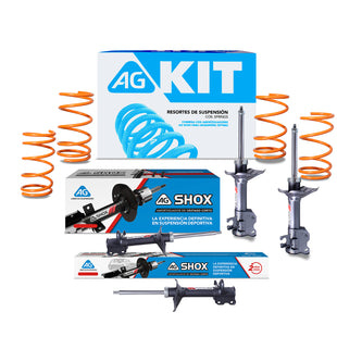 Kit Deportivo Resortes Ag Xtreme y Amortiguadores Ag Shox Nissan Tsuru 1988-2017 Kit 8 Piezas