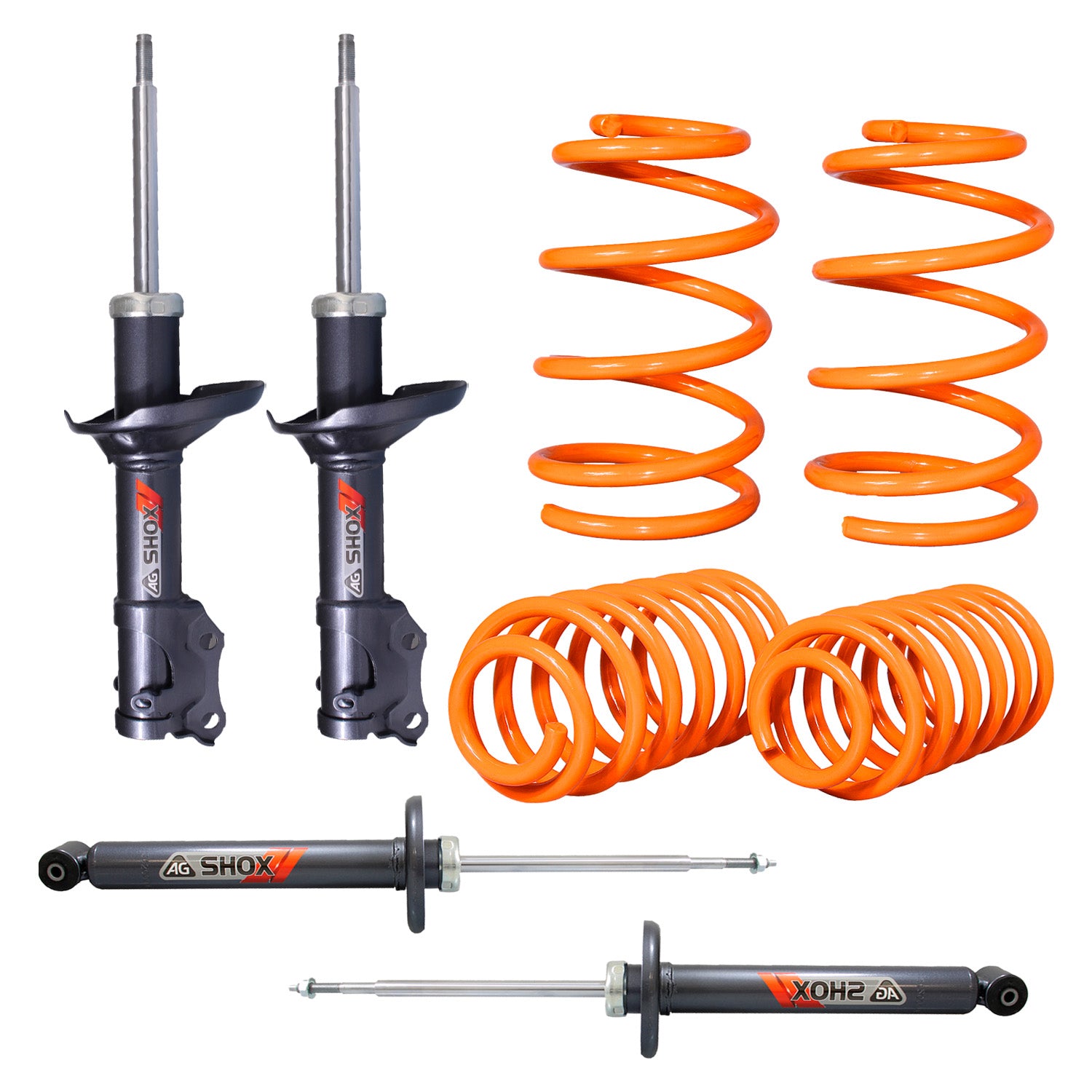 Kit Deportivo Resortes Ag Xtreme y Amortiguadores Ag Shox Volkswagen Golf A3 Aro C 95-99 Kit 8 Piezas