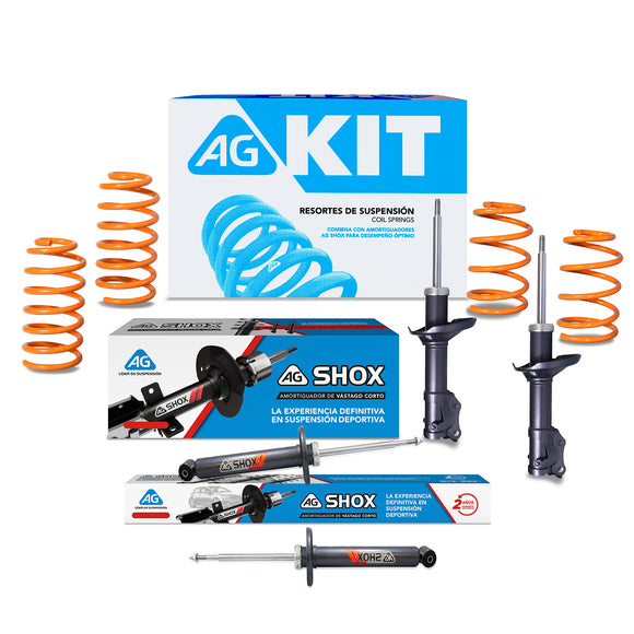 Kit Deportivo Resortes Ag Xtreme y Amortiguadores Ag Shox Volkswagen Jetta A3 Aro C 95-99 Kit 8 Piezas