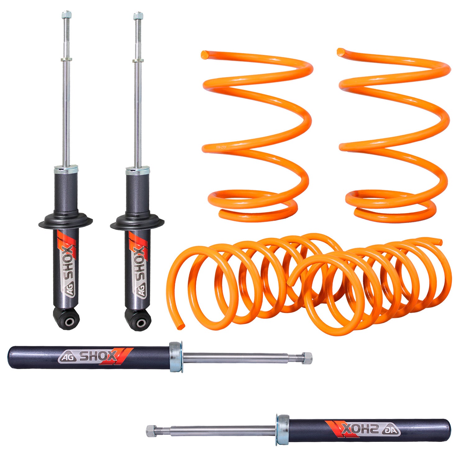 Kit Deportivo Resortes Ag Xtreme y Amortiguadores Ag Shox Volkswagen Caribe 80-87 Kit 8 Piezas