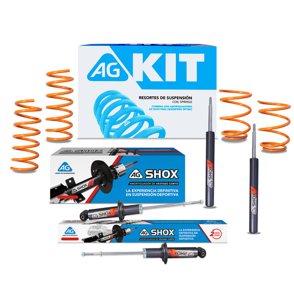 Kit Deportivo Resortes Ag Xtreme y Amortiguadores Ag Shox Volkswagen Caribe 1980-1987 Kit 8 Piezas