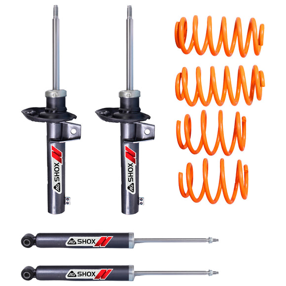 Resortes Deportivos y Amortiguadores Deportivos AG Seat León (Carter 50 mm) (Trasero con Eje Suspensión Independiente Buje 14 mm) 2006-2012 Delanteros y Traseros
