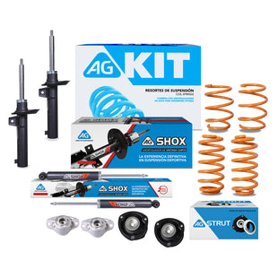 Resortes Deportivos, Amortiguadores Deportivos y Bases AG Volkswagen Jetta A7 (Carter 55 mm) (Trasero con Eje Suspensión Independiente Buje 14 mm) 2019-2024 Delanteros y Traseros