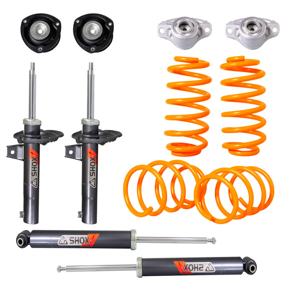 Resortes Deportivos, Amortiguadores Deportivos y Bases AG Volkswagen Jetta A7 (Carter 50 mm) (Trasero Eje Suspensión Independiente Buje 10 mm) 2019-2025 Delanteros y Traseros