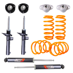 Resortes Deportivos, Amortiguadores Deportivos y Bases AG Volkswagen Golf A7 (Carter 55 mm) (Trasero Eje Suspensión Independiente Buje 10 mm) 2014-2023 Delanteros y Traseros