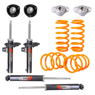 Resortes Deportivos, Amortiguadores Deportivos y Bases AG Volkswagen Golf A7 (Carter 50 mm) (Trasero Eje Suspensión Independiente Buje 10 mm) 2014-2023 Delanteros y Traseros