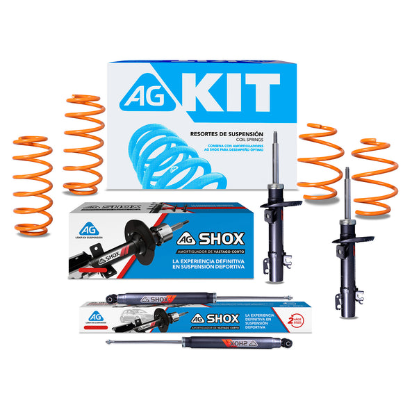 Kit Deportivo Resortes Ag Xtreme y Amortiguadores Ag Shox Volkswagen Polo (Delantero con anclaje) 2009-2022 8 piezas