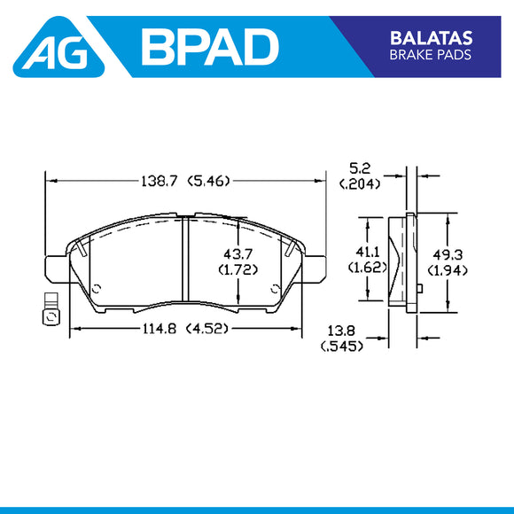Balatas AG Bpad Nissan Note 2014-2019 Delanteras