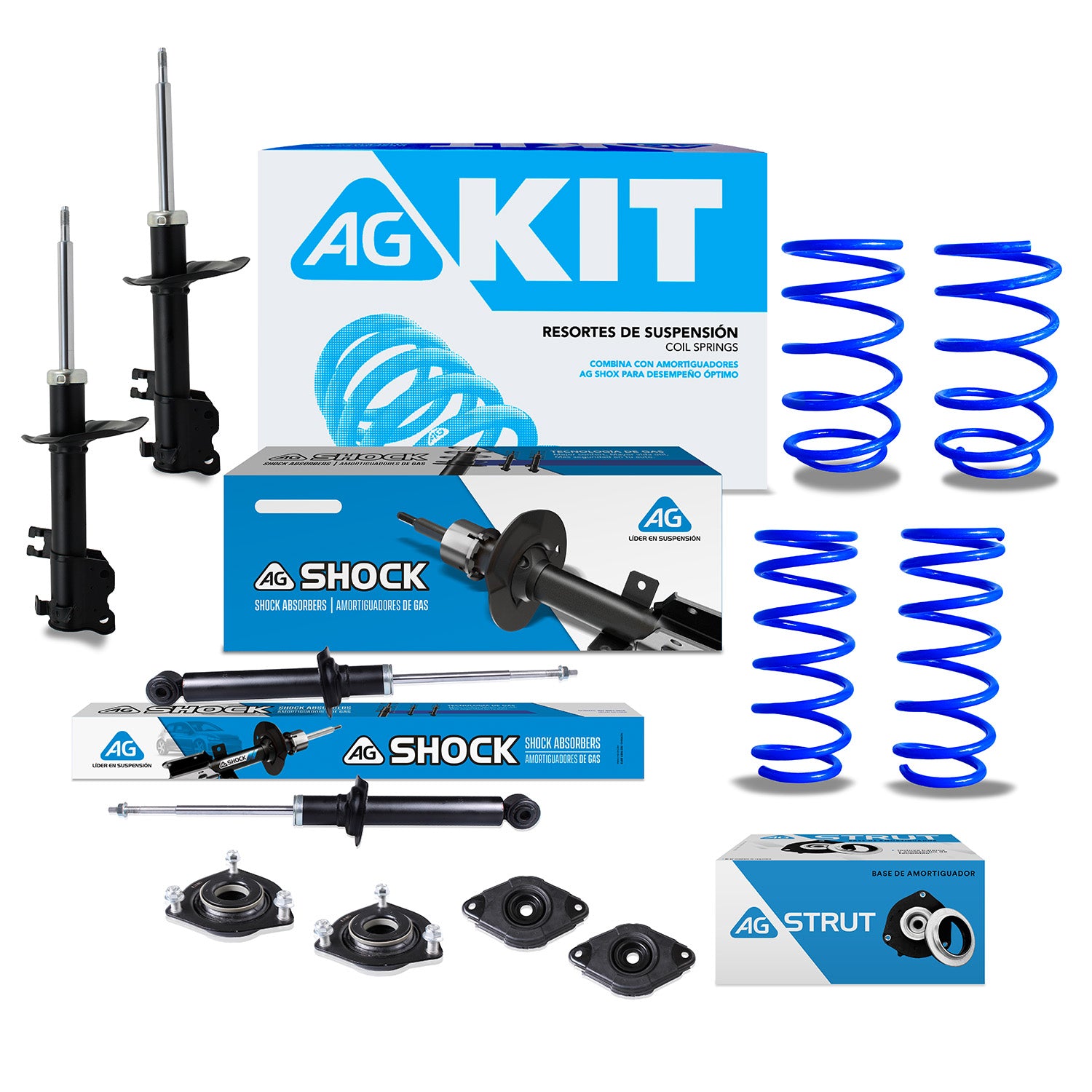 Kit Resortes Deportivos, Amortiguadores y Bases Nissan Sentra B15 2000-2006 12 piezas