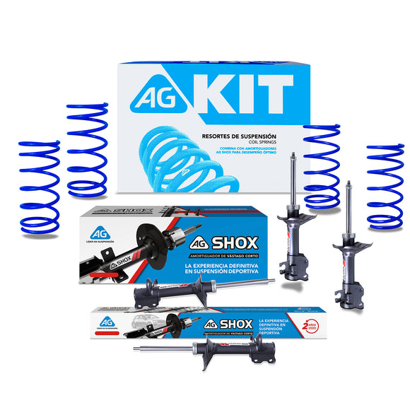 Kit Deportivo Resortes Ag Kit y Amortiguadores Ag Shox Nissan Tsuru 88-15 Kit 8 Piezas
