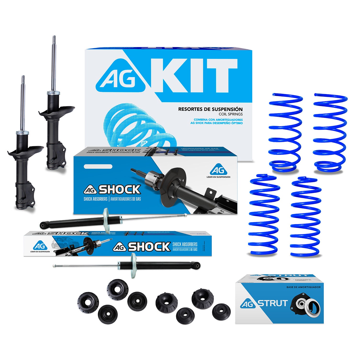 Kit Resortes Deportivos, Amortiguadores y Bases Volkswagen Golf MK3 Aro Grande 1992-1995 12 piezas