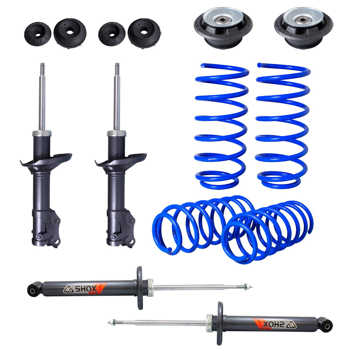 Kit Deportivo Resortes, Amortiguadores y Bases Volkswagen Golf A3 Aro grande 1992-1995 Delanteros y Traseros