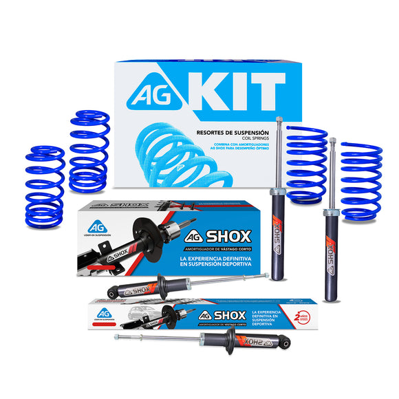 Kit Deportivo Resortes Ag Kit y Amortiguadores Ag Shox Volkswagen Caribe 1980-1987 Kit 8 Piezas