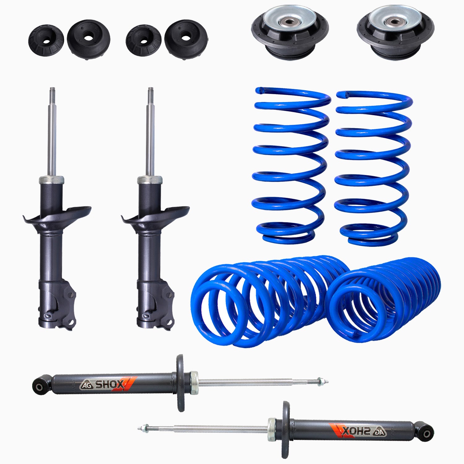 Kit Deportivo Resortes, Amortiguadores y Bases Volkswagen Golf A2 1987-1992 Delanteros y Traseros