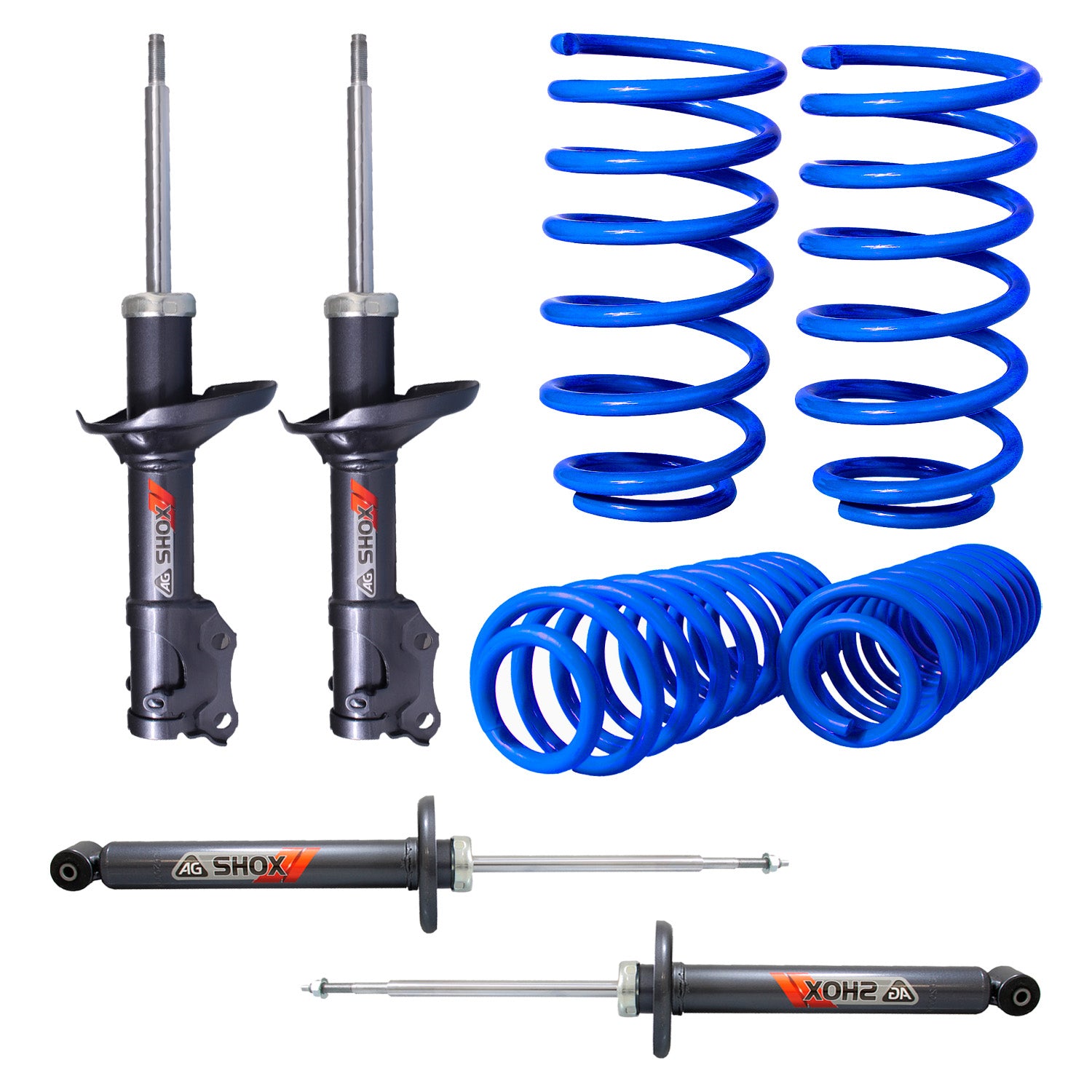Kit Deportivo Resortes Ag Kit y Amortiguadores Ag Shox Volkswagen Golf A2 87-91 Kit 8 Piezas