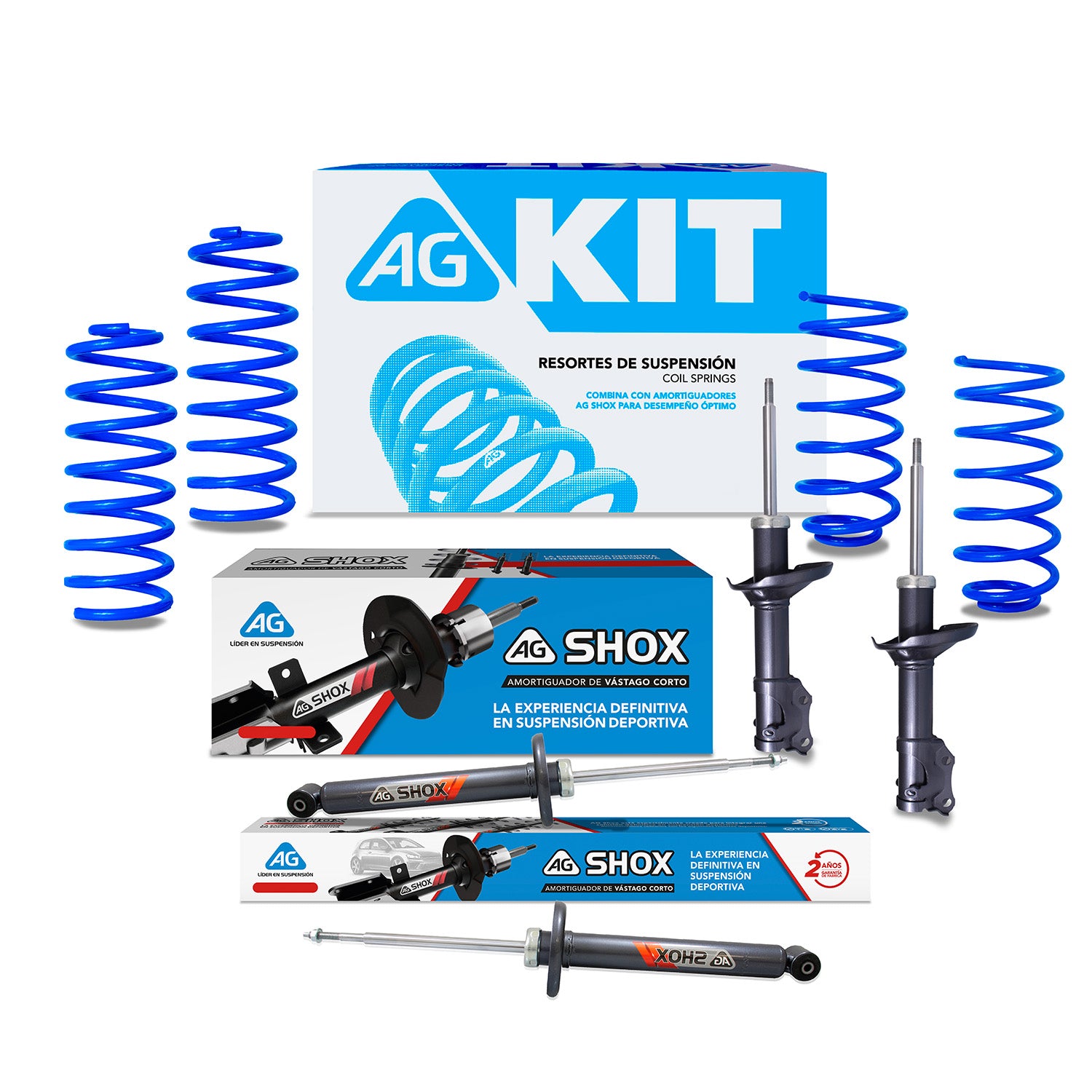 Kit Deportivo Resortes Ag Kit y Amortiguadores Ag Shox Volkswagen Golf Cabrio 96-02 Kit 8 Piezas