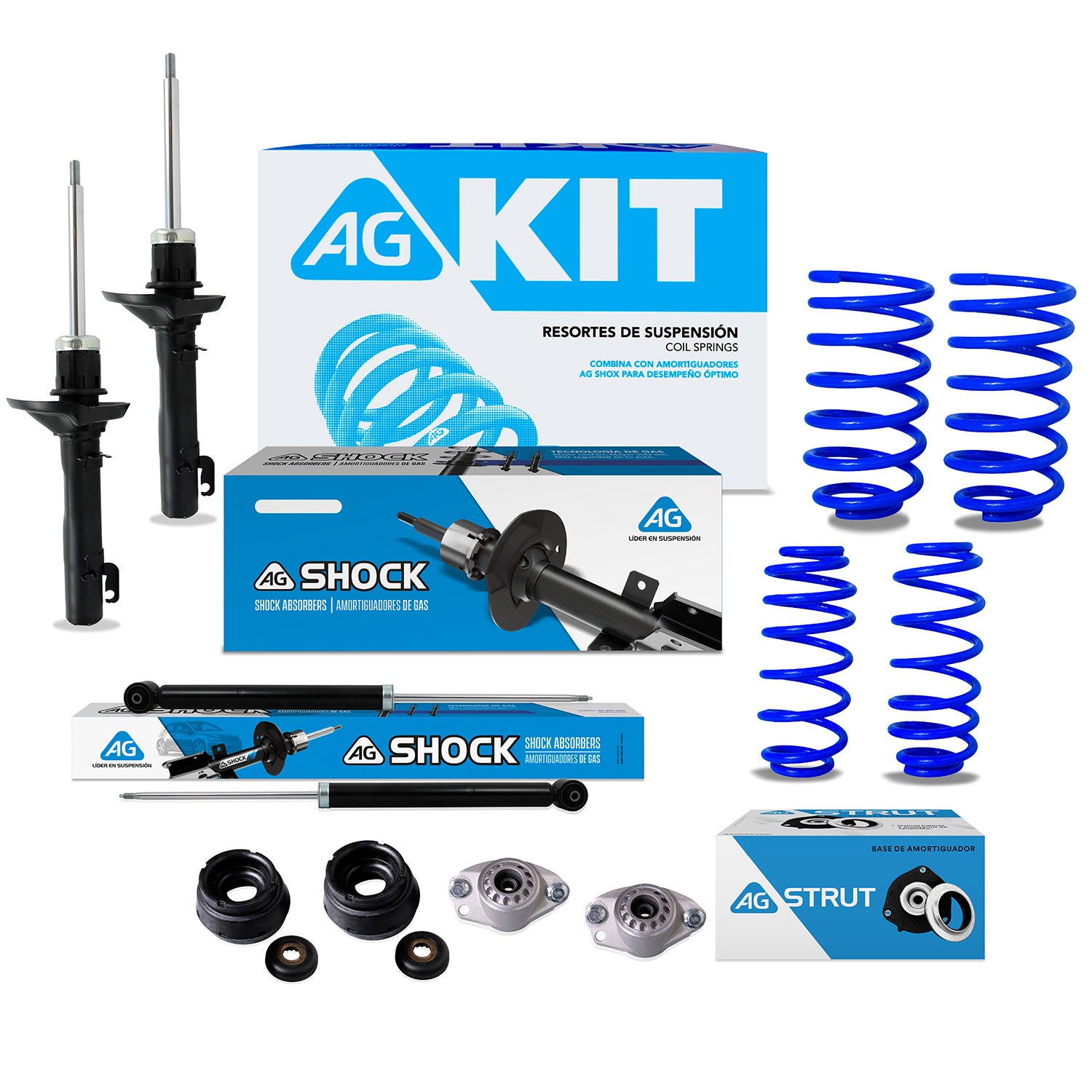 Kit Resortes Deportivos, Amortiguadores y Bases Volkswagen Jetta MK4 1999-2005 12 piezas