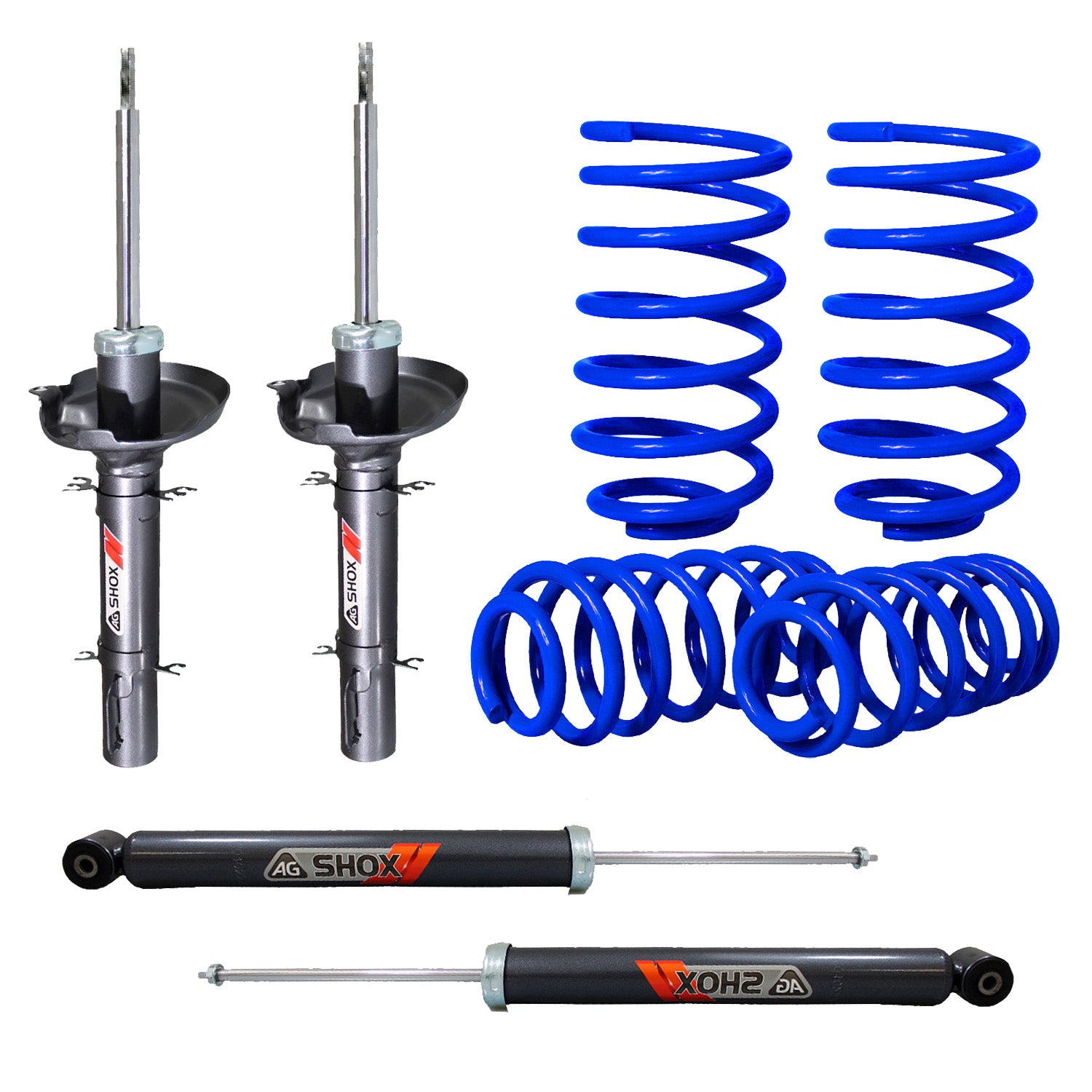 Kit Deportivo Resortes Ag Kit y Amortiguadores Ag Shox Volkswagen Jetta A4 00-07 Kit 8 Piezas
