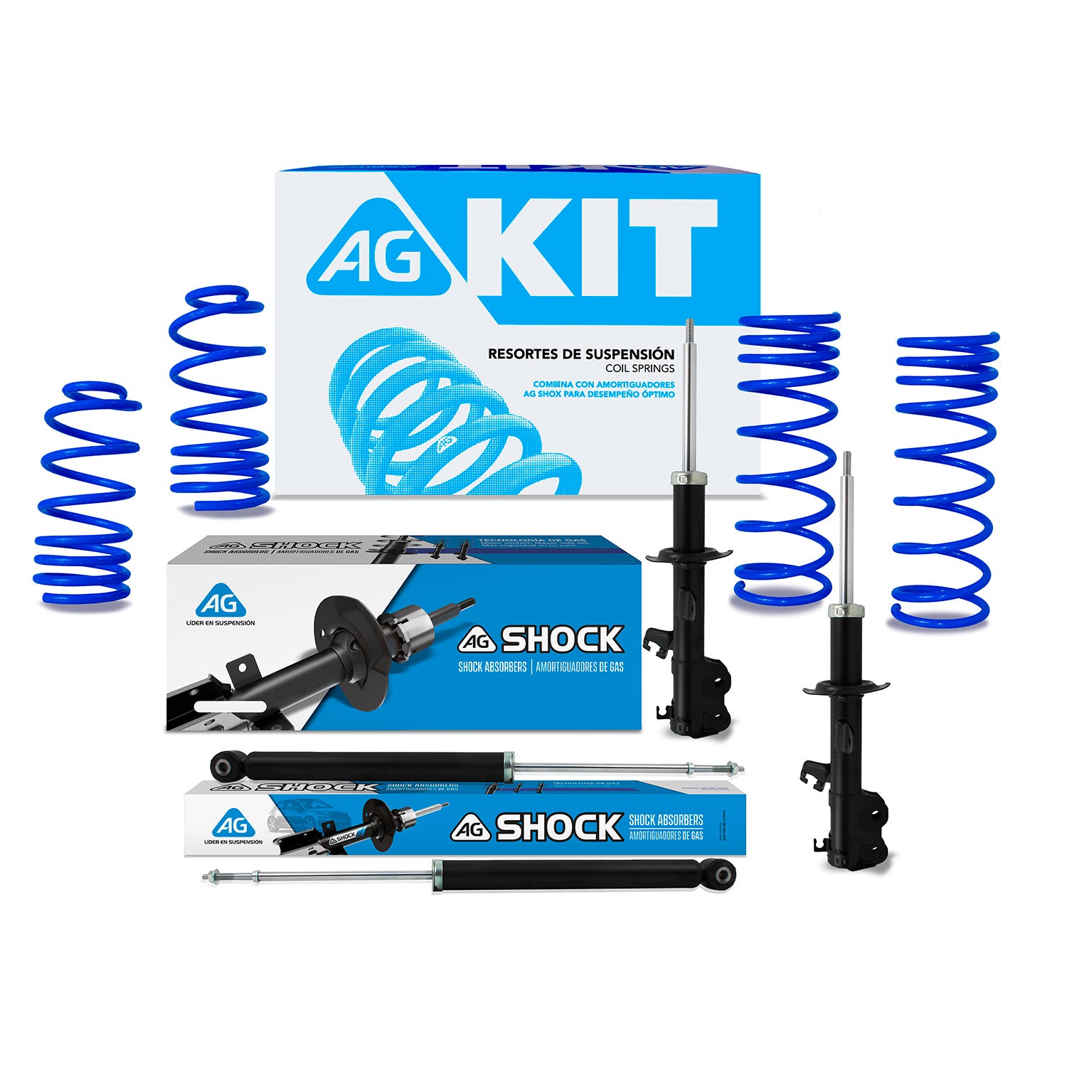 Kit Deportivo Resortes Ag Kit y Amortiguadores Originales Nissan March 2012-2019 8 piezas