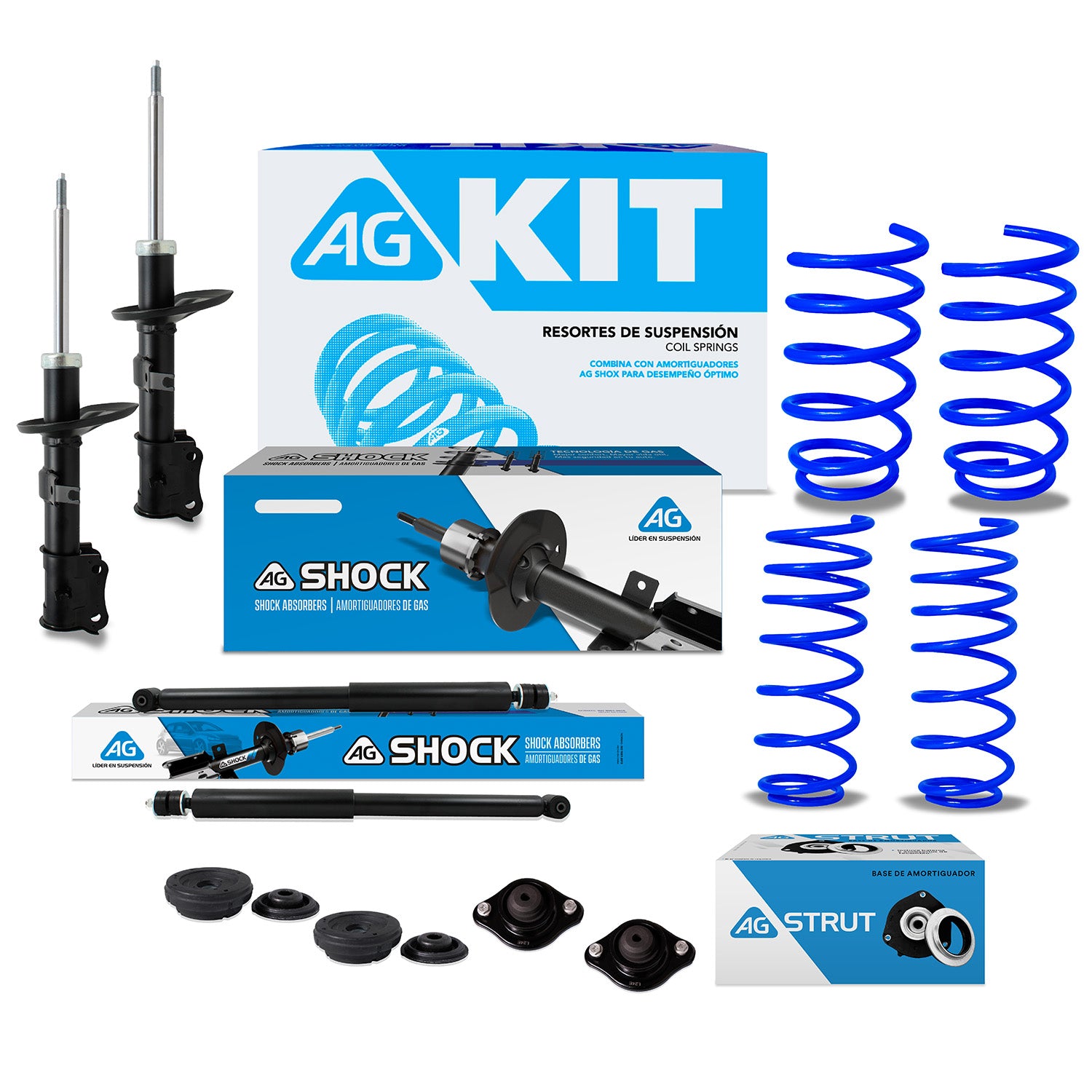 Kit Resortes Deportivos, Amortiguadores y Bases Chevrolet Aveo 2008-2015 12 piezas