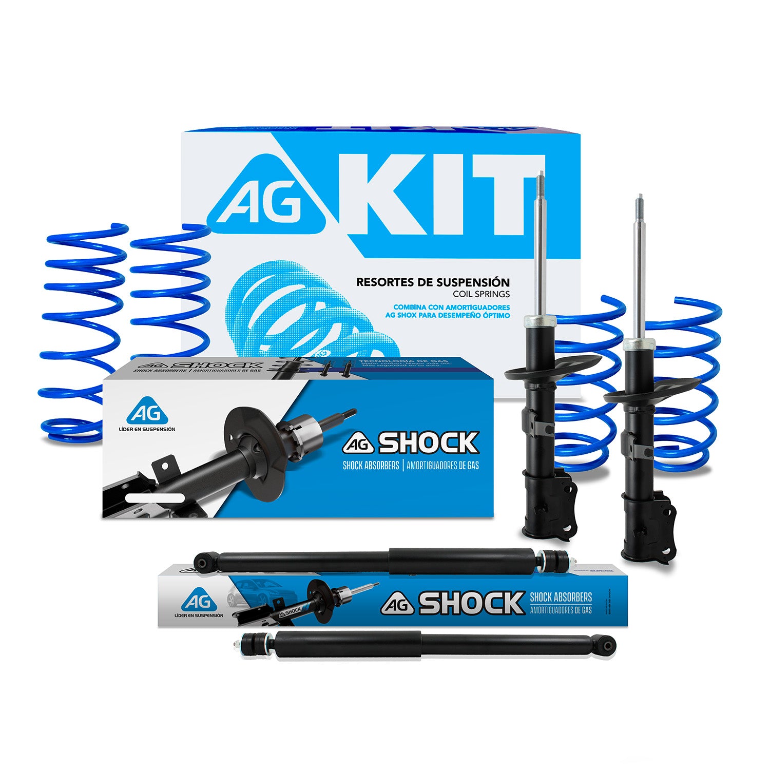 Kit Deportivo Resortes Ag Kit y Amortiguadores Originales Chevrolet Aveo 2006-2017 8 piezas