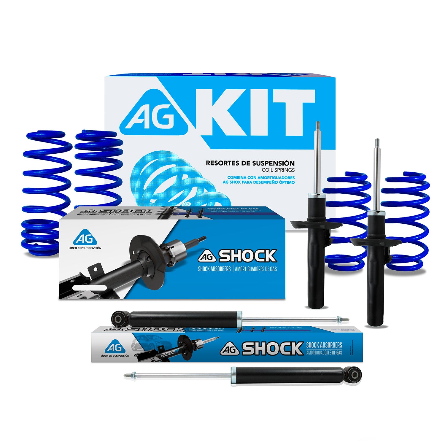 Kit Deportivo Resortes Ag Kit y Amortiguadores Originales Seat Leon MK2 (2.5L) 2006-2012 8 piezas