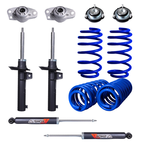 Kit Deportivo Resortes, Amortiguadores y Bases Seat León (Carter 55 mm) (Trasero con Eje Suspensión Independiente Buje 14 mm) 2006-2012 Delanteros y Traseros