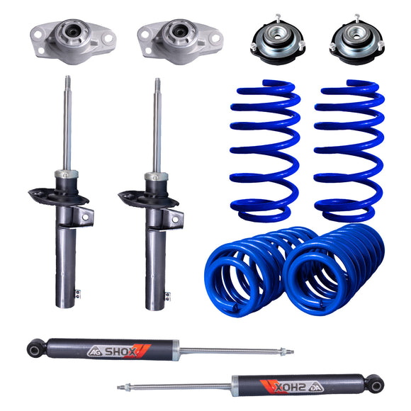 Kit Deportivo Resortes, Amortiguadores y Bases Seat León (Carter 50 mm) (Trasero con Eje Suspensión Independiente Buje 14 mm) 2006-2012 Delanteros y Traseros