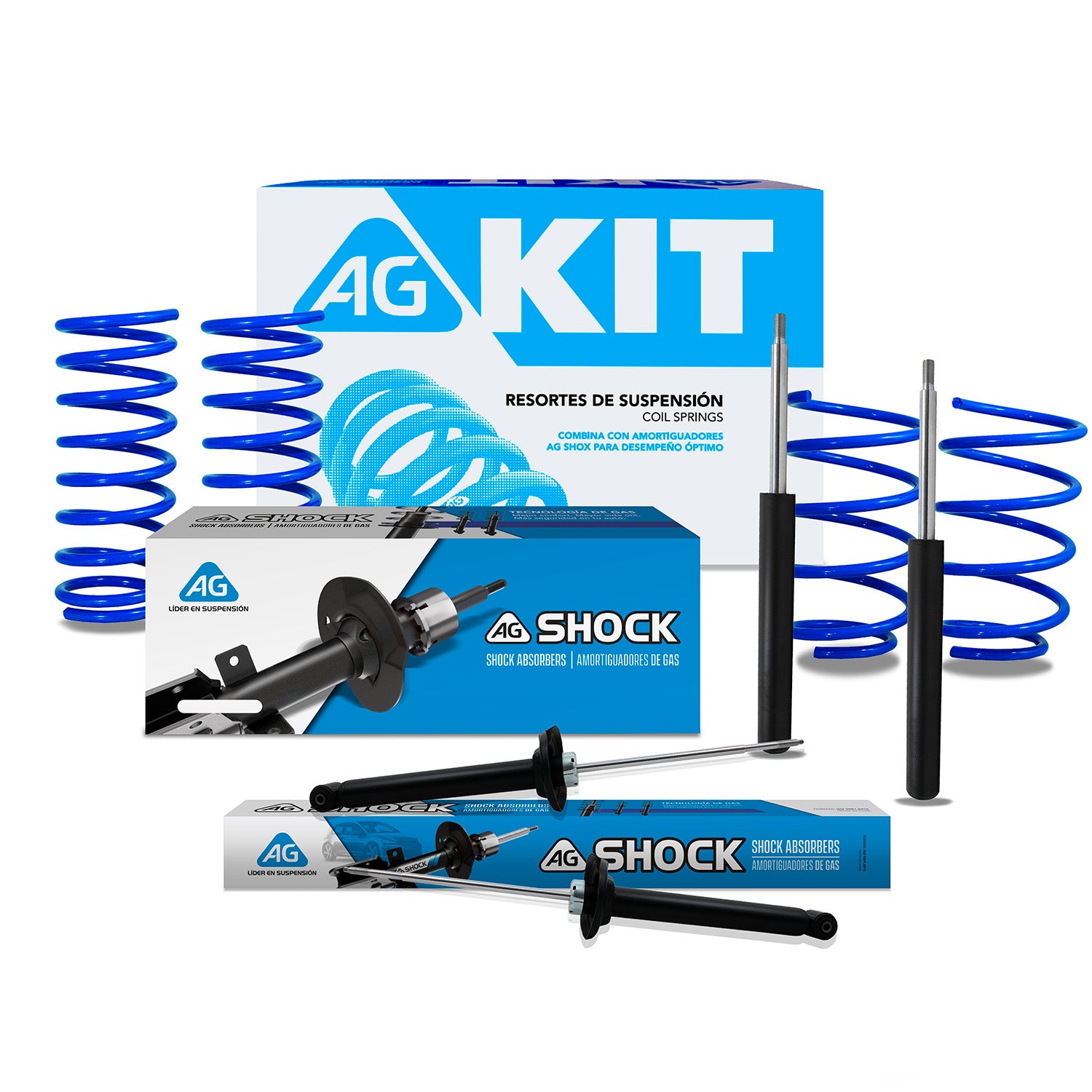 Kit Deportivo Resortes Ag Kit y Amortiguadores Originales Volkswagen Pointer 1996-2011 8 piezas