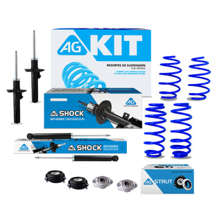 Kit Resortes Deportivos, Amortiguadores y Bases Volkswagen Jetta Bicentenario MK6 (2.5L) (Para Eje rígido trasero) 2011-2018 12 piezas