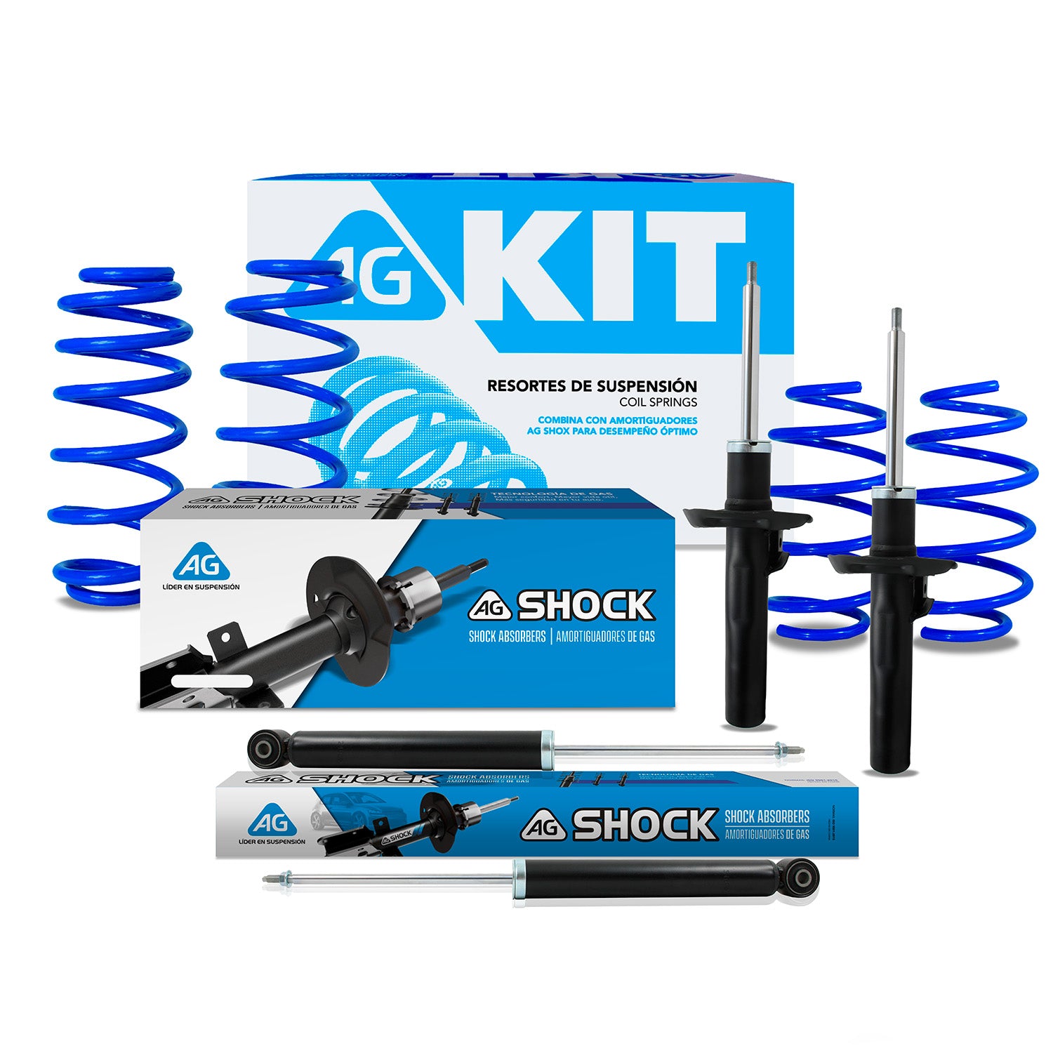Kit Deportivo Resortes Ag Kit y Amortiguadores Originales Volkswagen Jetta Bicentenario MK6 (2.5L) 2010-2018 8 piezas